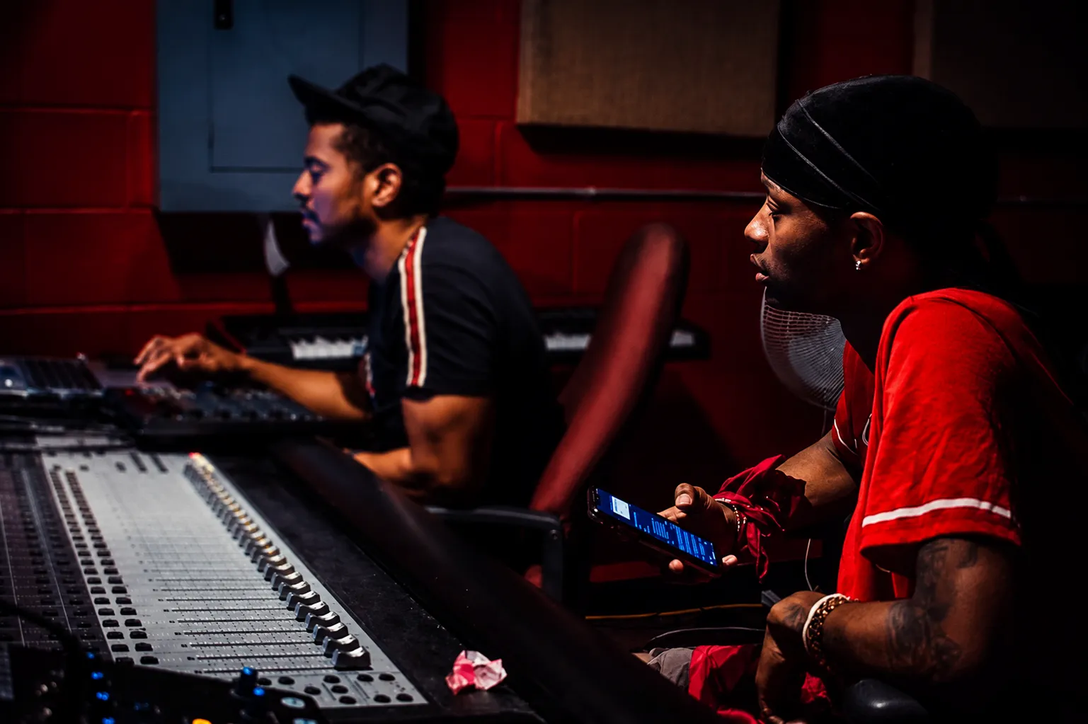 Studio collaboration at console